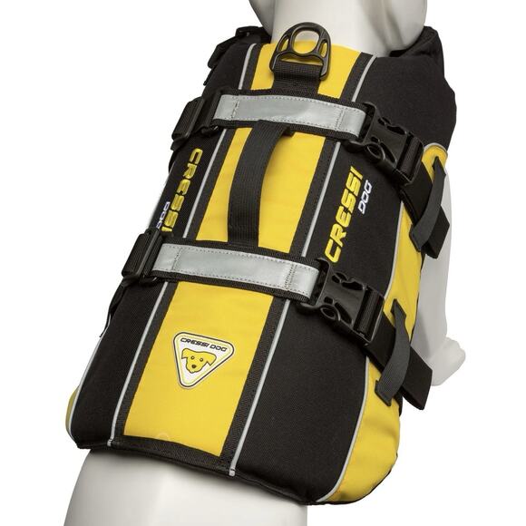 Cressi DLJ Dog Life Jacket Float Vest Black Yellow Size Large New - Picture 6 of 7